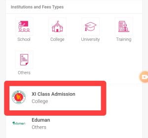 Xi class admission payment 